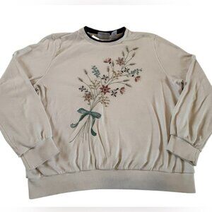 Vintage Alfred Dunner Embroidered Floral Sweatshirt Large Cottagecore